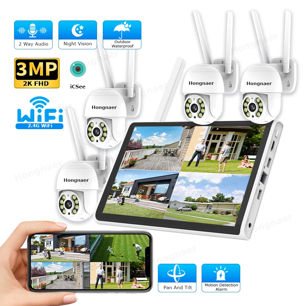 Home Security Kit With Camera - 2026 Hongnaer 3MP 4 Kanallı WiFi