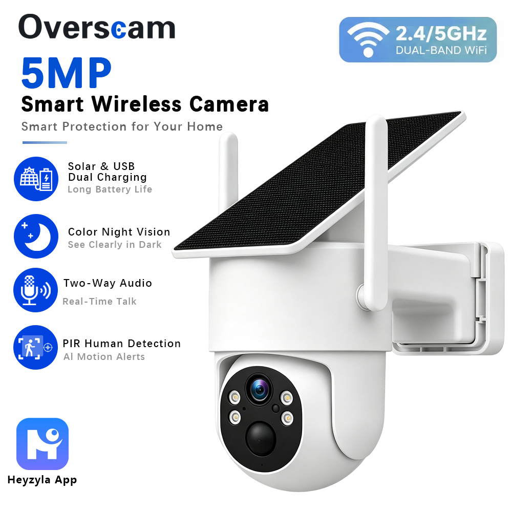 Home Security Wifi Camera - 5MP Güneş Enerjili PTZ Kamera, Dış