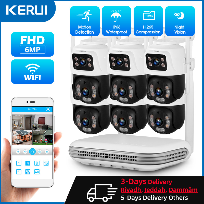 Home Security Kit With Camera - KERUI Su Geçirmez 6MP HD Kablosuz
