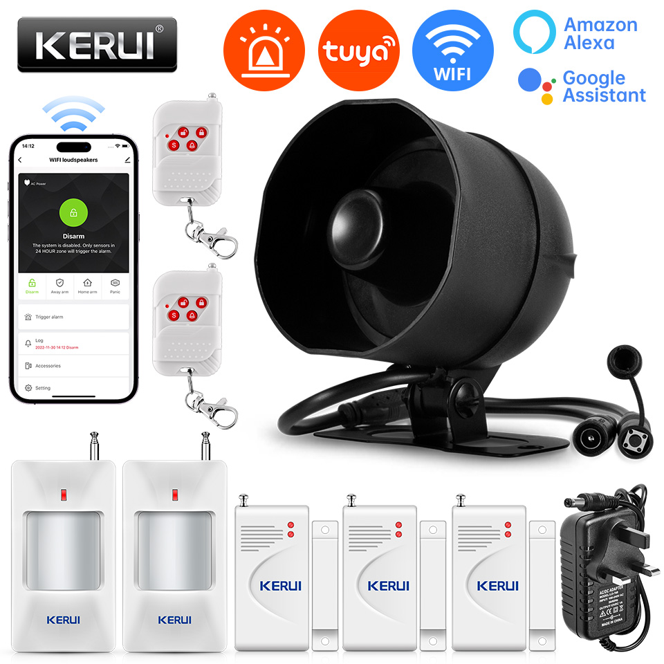 Home Security System Installation - KERUI 120db Siren Alarm Sistemi WiFi