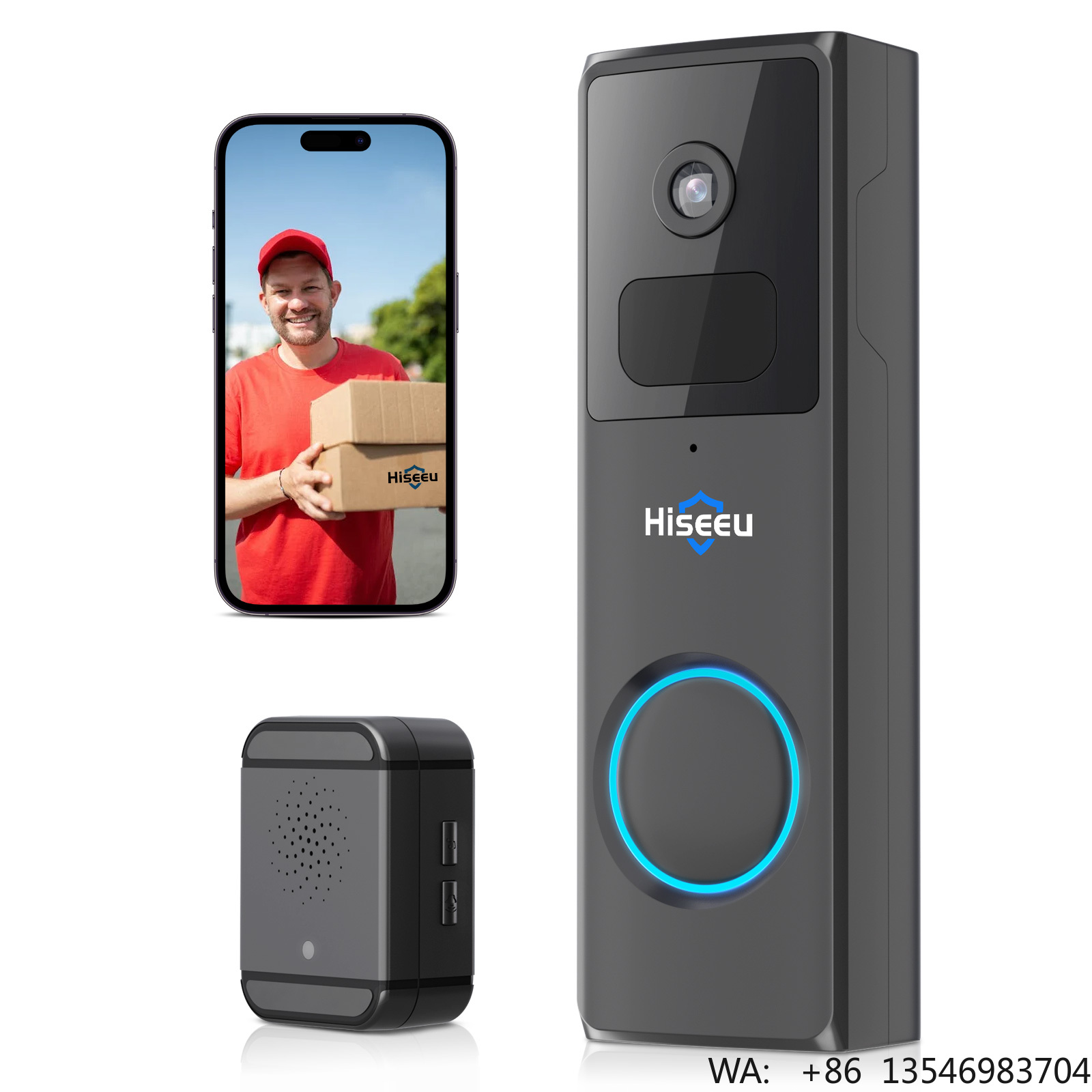 Home Security Ring Camera - Hiseeu 1080P Ev Kapı Zili Kamerası